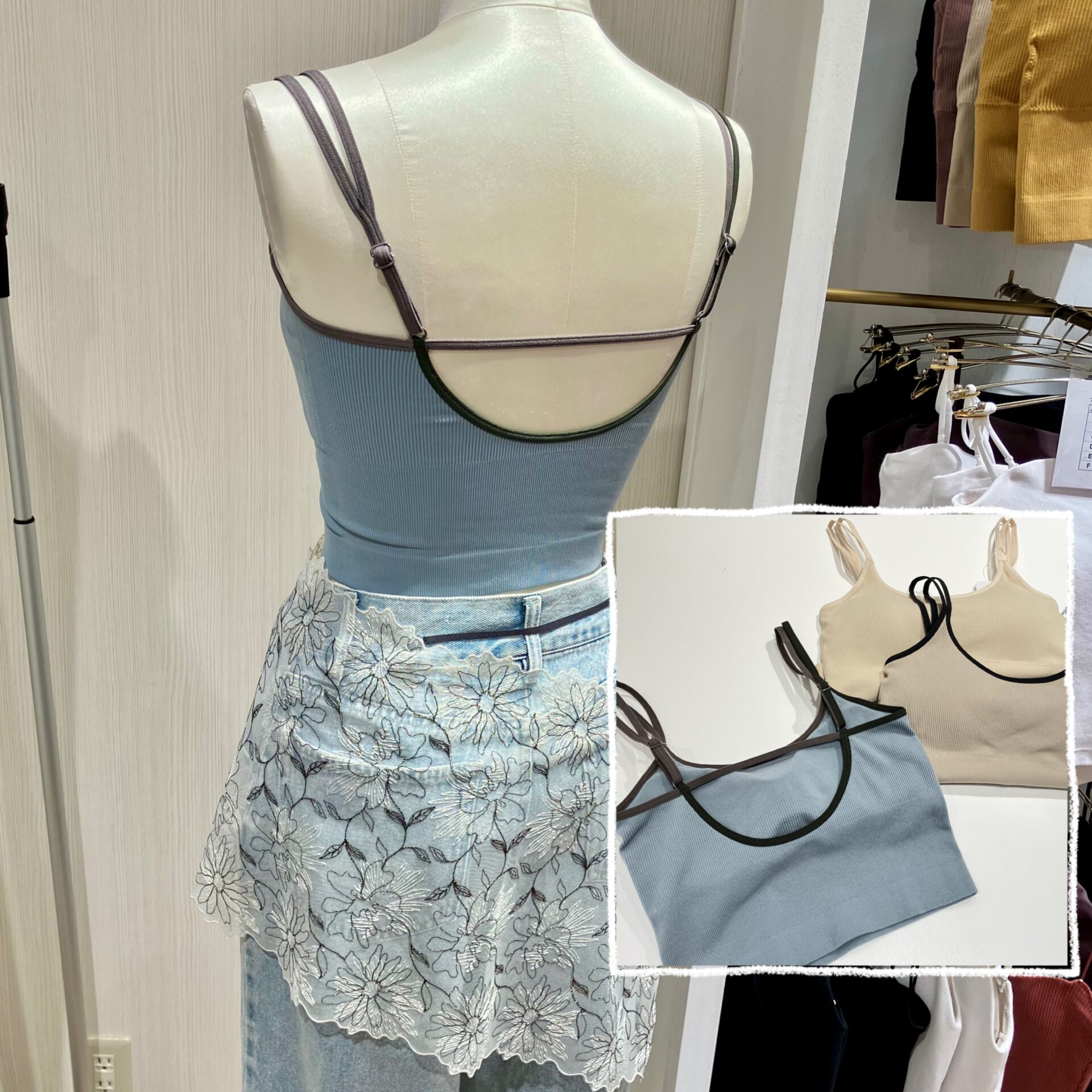 1枚での着用や、お洋服のインナーにも可愛いブラトップ!【AMPHI】